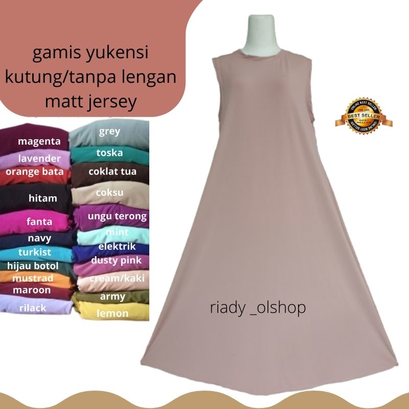 Gamis JERSEY Tanpa Lengan Yukensi Kutung All Size xl/Inner jersey buntung.By Ratifa Collection