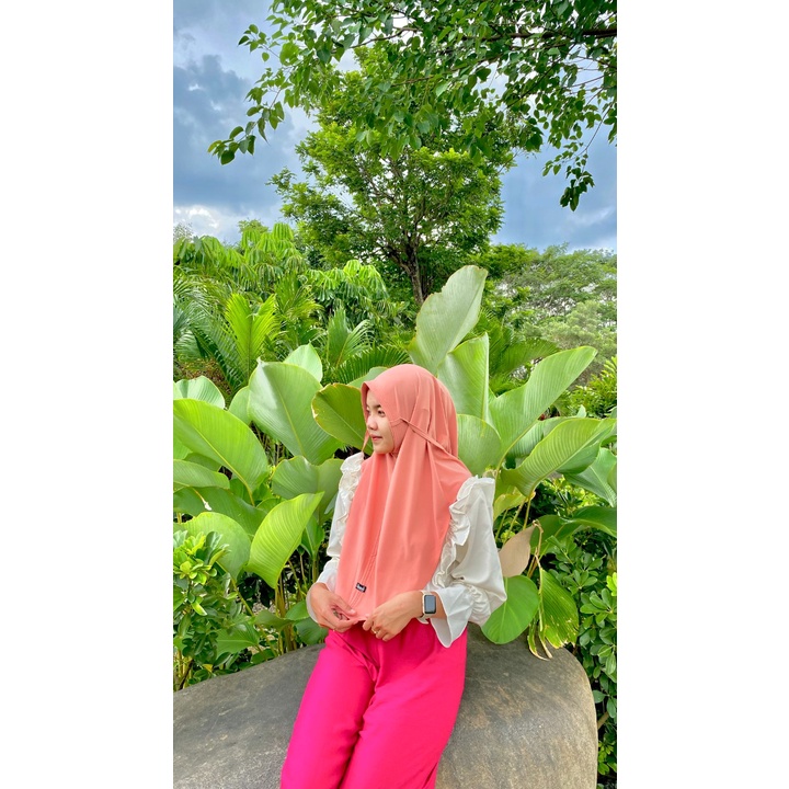 Jilbab Instant Bergo Tali Pink Hijab Premium by Shanie