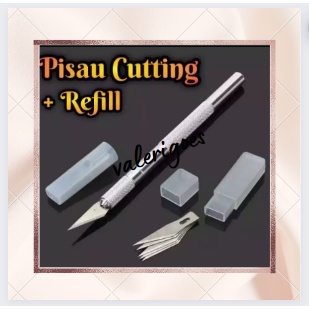 

❣ 12.12 ❣ Cutter Pen Pisau Ukir Craft Cutting Stiker / Pen Cutter Set + Reffil 5 Pcs Art Knife Pisau / PISAU STEK/CUTTING STICKER