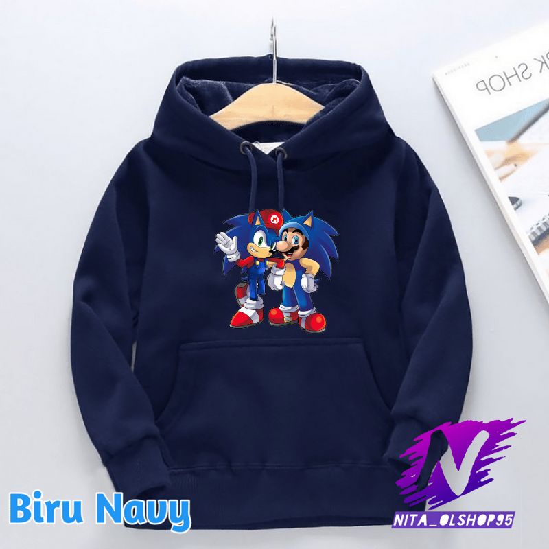 hoodie anak sonic dan super mario