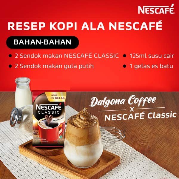 

Kopi-Bubuk- Nescafe Classic Kopi Instan Kopi Hitam Sachet Bag 50G -Bubuk-Kopi