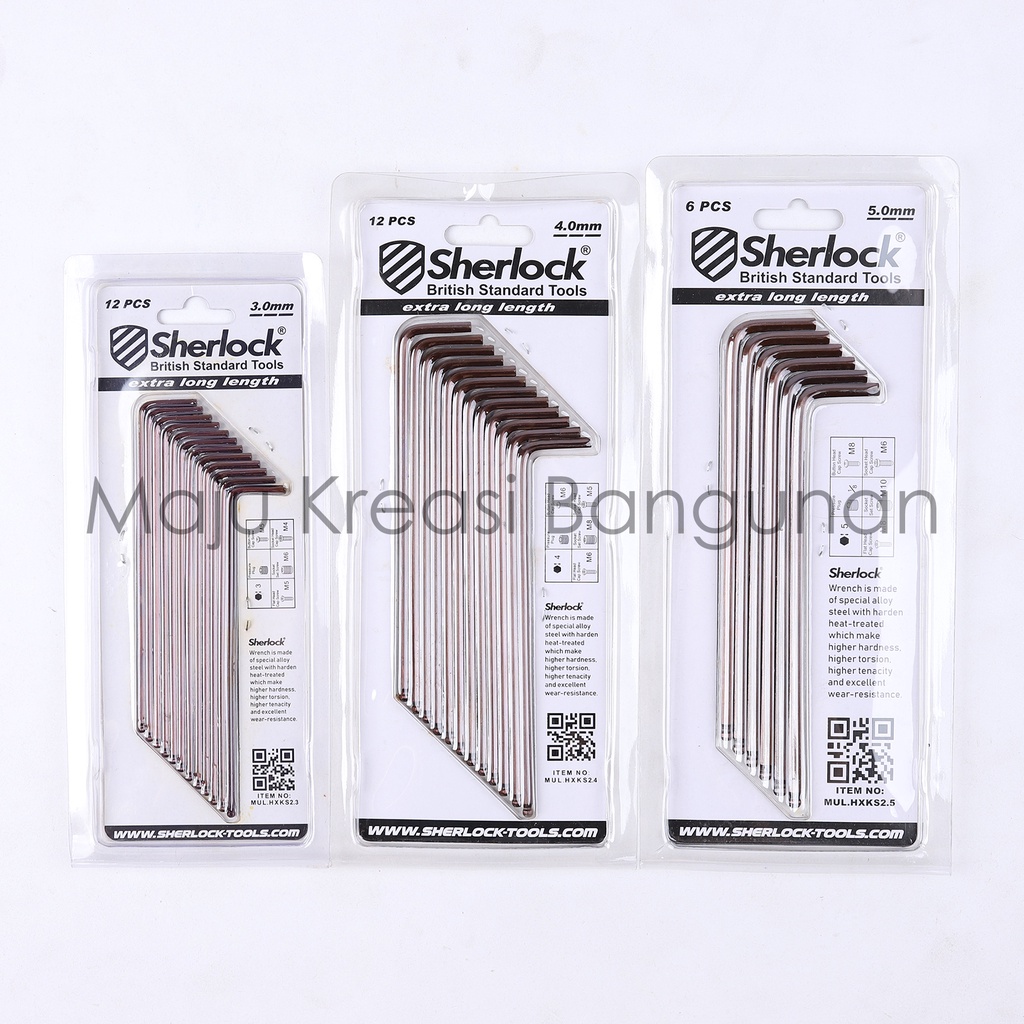 Kunci L Sherlock Hex Key Hexkey 3mm 4mm 5mm 3 4 5 mm Material S2 Heavy Duty Ball Point Kombinasi 1 Buah