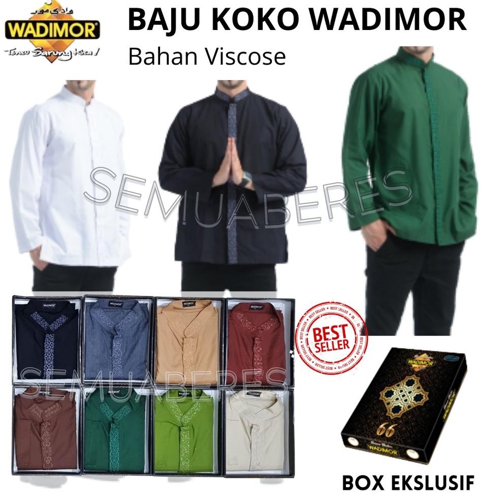 Baju Koko Wadimor VISCOSE Tangan Lengan Panjang Jumbo Busana Muslim Pria Takwa Taqwa Putih Katun Jum