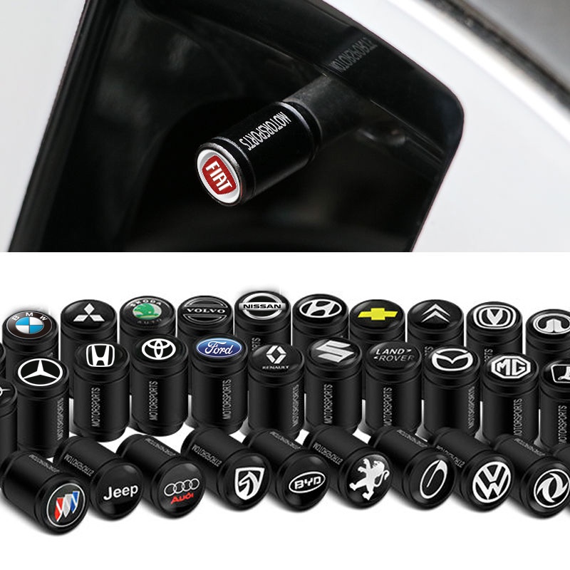 4buahbuah/lot Tutup Klep Batang Ban Mobil Aluminium Anti Debu Tire Wheel Stem Air Valve Caps Untuk Mobil Sepeda Motor