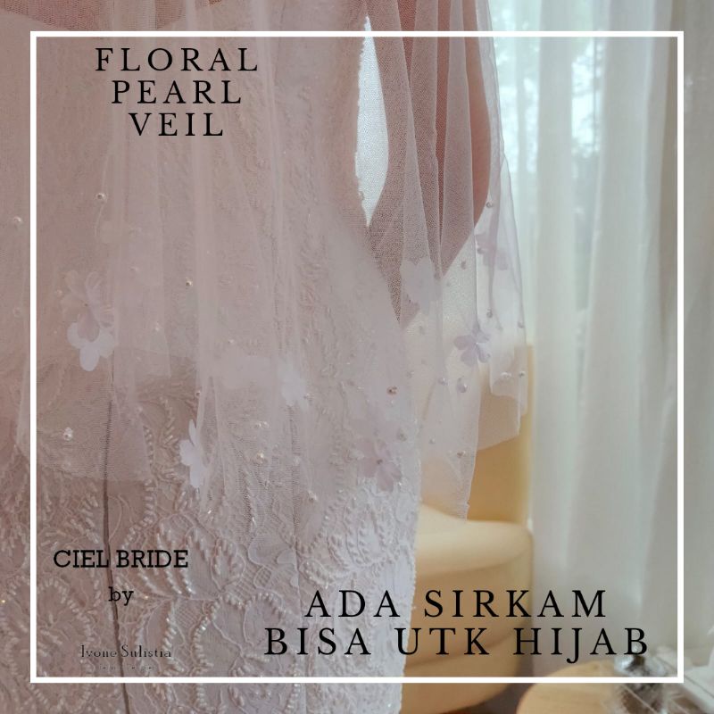 floral wedding veil with pearl kerudung pengantin bordir bunga