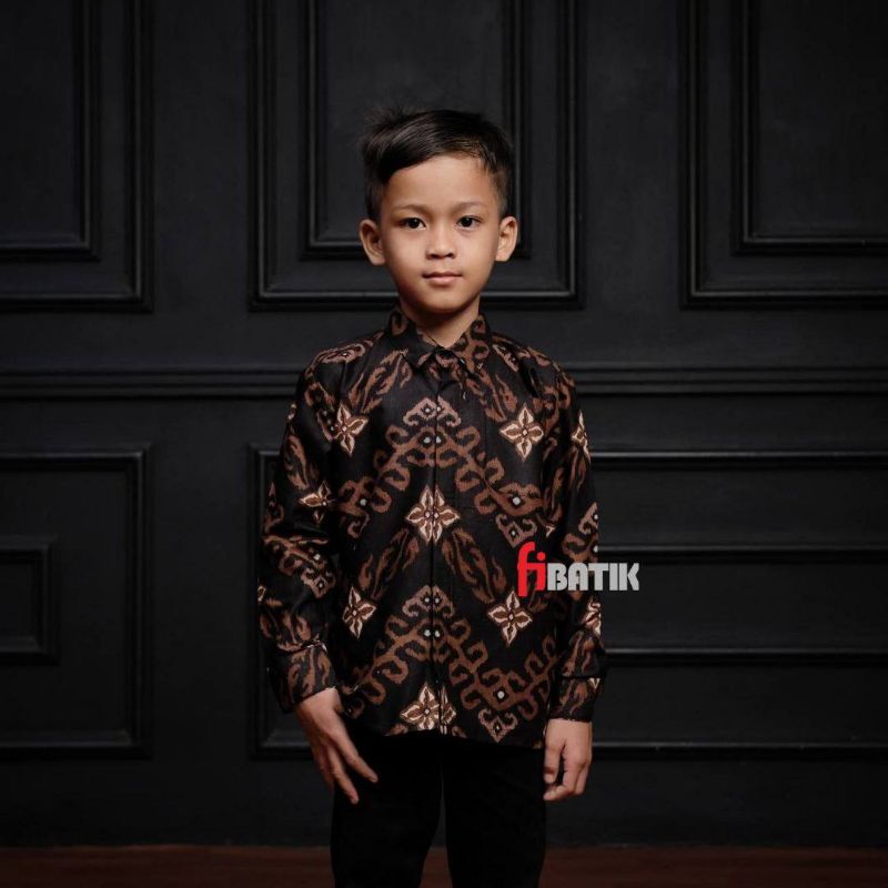 BAJU BATIK COUPLE AYAH DAN ANAK LAKI-LAKI Zig Zag Hitam TERLARIS / COD