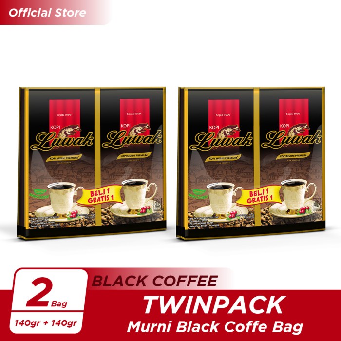 Kopi Luwak Murni Black Coffee Bag 140gr + 140gr Twin Pack
