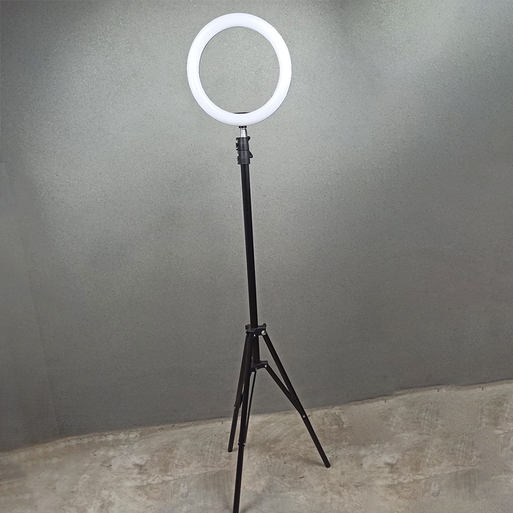TaffSTUDIO Lampu Halo Ring Light Kamera 120 LED 24W 26cm with Smartphone Holder - RL-22 - Black - 7RCS1TBK