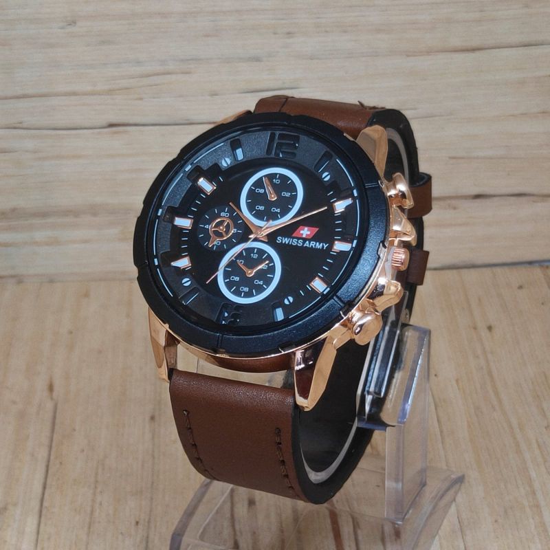 SS.id READY JAM TANGAN PRIA TALI KULIT CHRONO VARIASI.