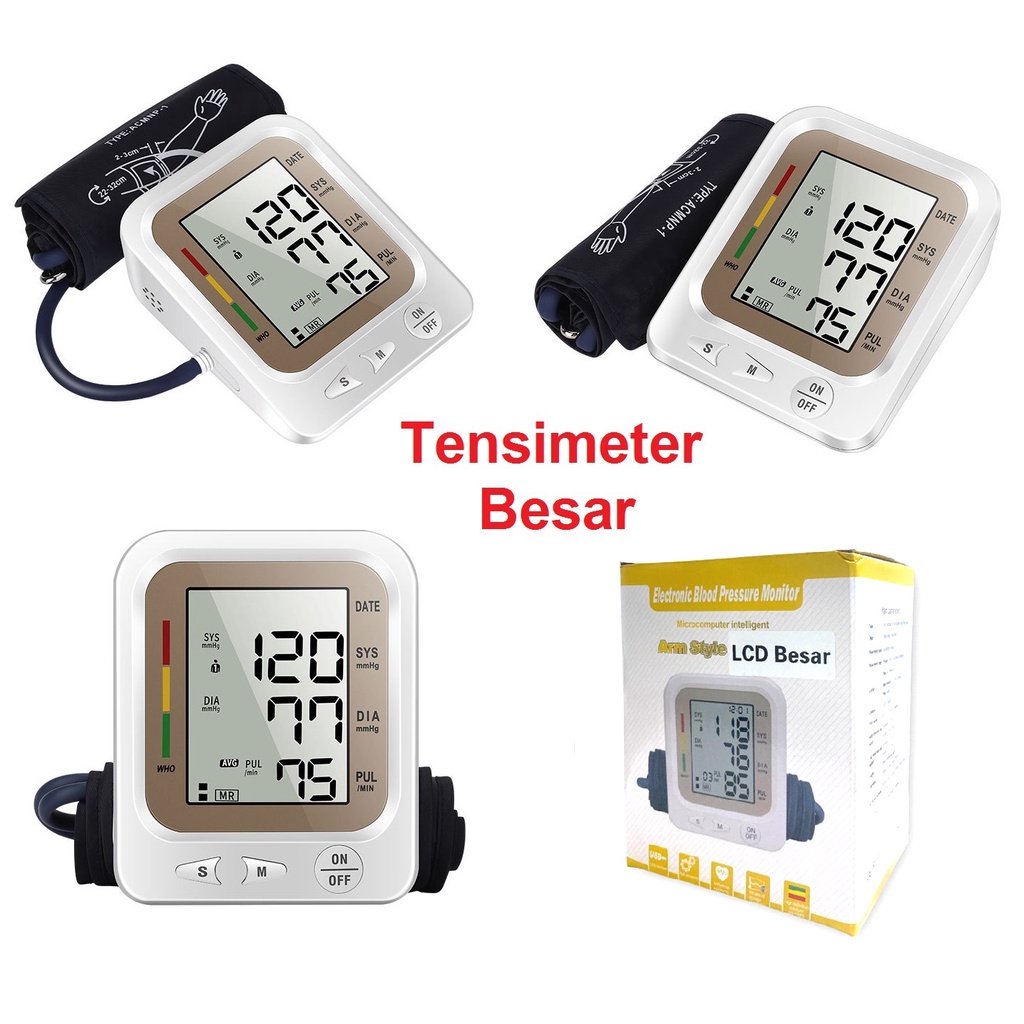 Tensimeter Tensi Meter Pengukur Tekanan Blood Pressure Monitor Portable Digital Darah Alat LCD Besar