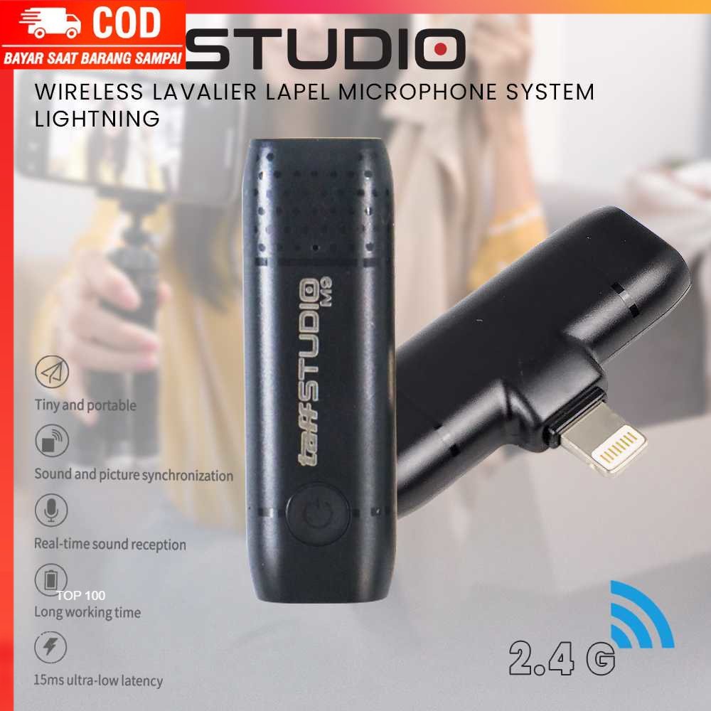 ( 100% BARANG ORI ) TaffSTUDIO Wireless Lavalier Lapel Microphone System Lightning - M9