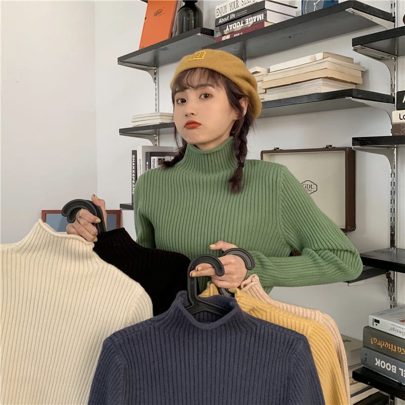 HUES.ID Inner Rajut Baju Wanita Rajut Lengan Panjang Turtleneck - Atasan Wanita - Manset 4077