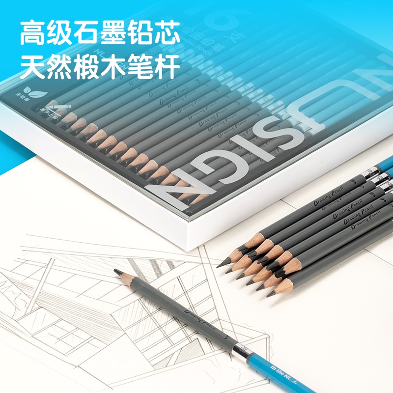 Nusign Sketch Pencil Set / Pensil Sketsa isi 16 Berbagai Ketebalan Non Toxic NS732
