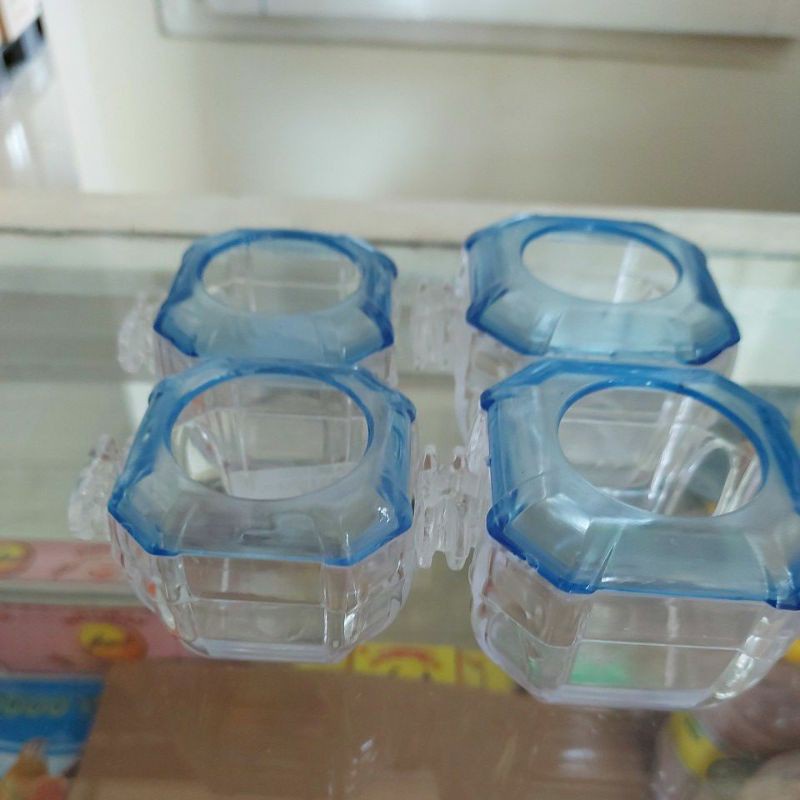 CEPUK SEGI 8 PAKAI TUTUP ELITE SONG ISI 1 PCS TEMPAT WADAH PAKAN MAKANAN MINUM BURUNG ANTI TUMPAH PE