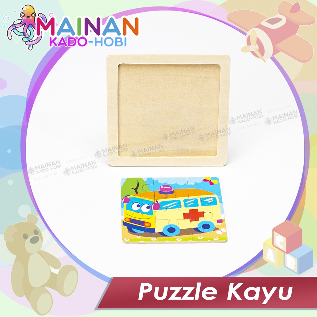 MAINAN EDUKATIF ANAK PASANG PUZZLE KAYU TOYS TRANSPORTASI AMBULANCE