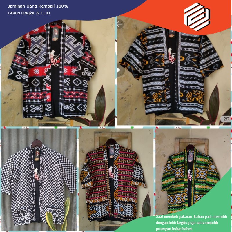 BAJU BATIK OUTER KIMONO BATIK MUHSI BAJU PRIA SONGKET JEPANG LENGAN PANJANG BATIK TRADISIONAL outer