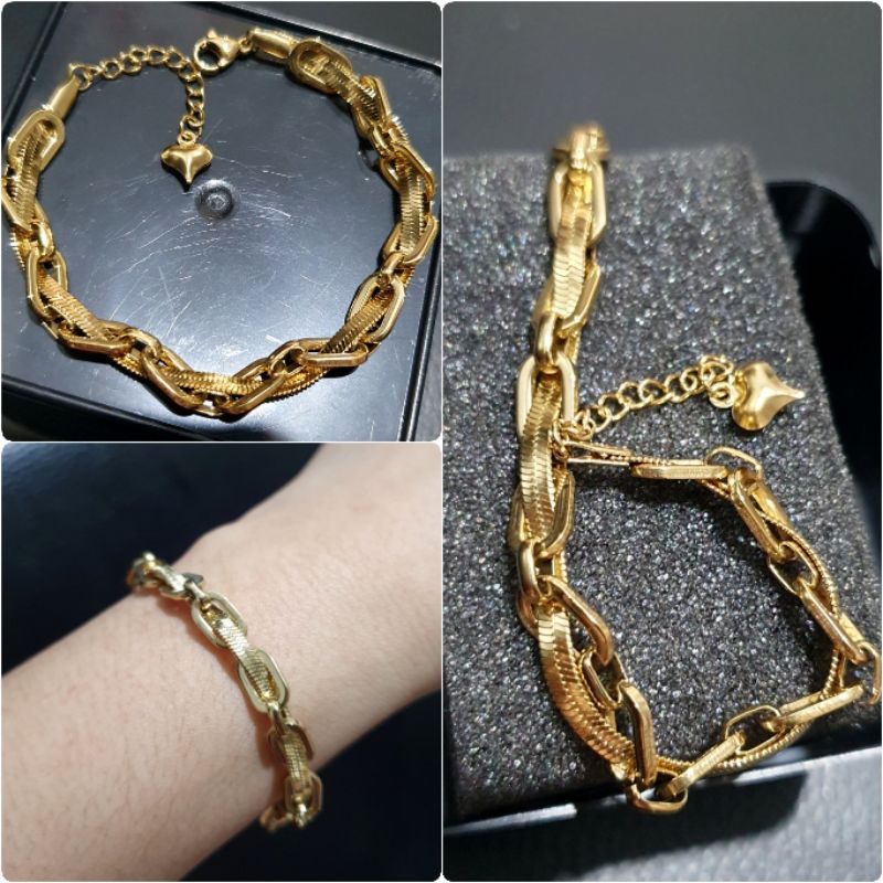 Gelang Titanium Stainless steel asli Gelang rantai Titanium Premium Quality Anti karat 0182