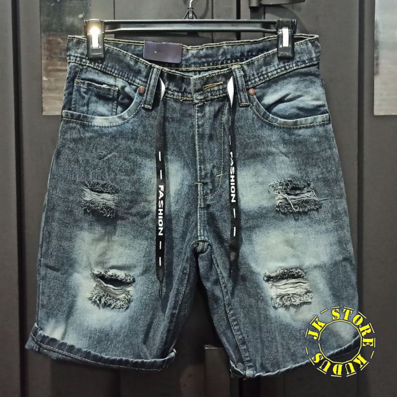 CELANA PENDEK PRIA JEANS ROBEK WISKER