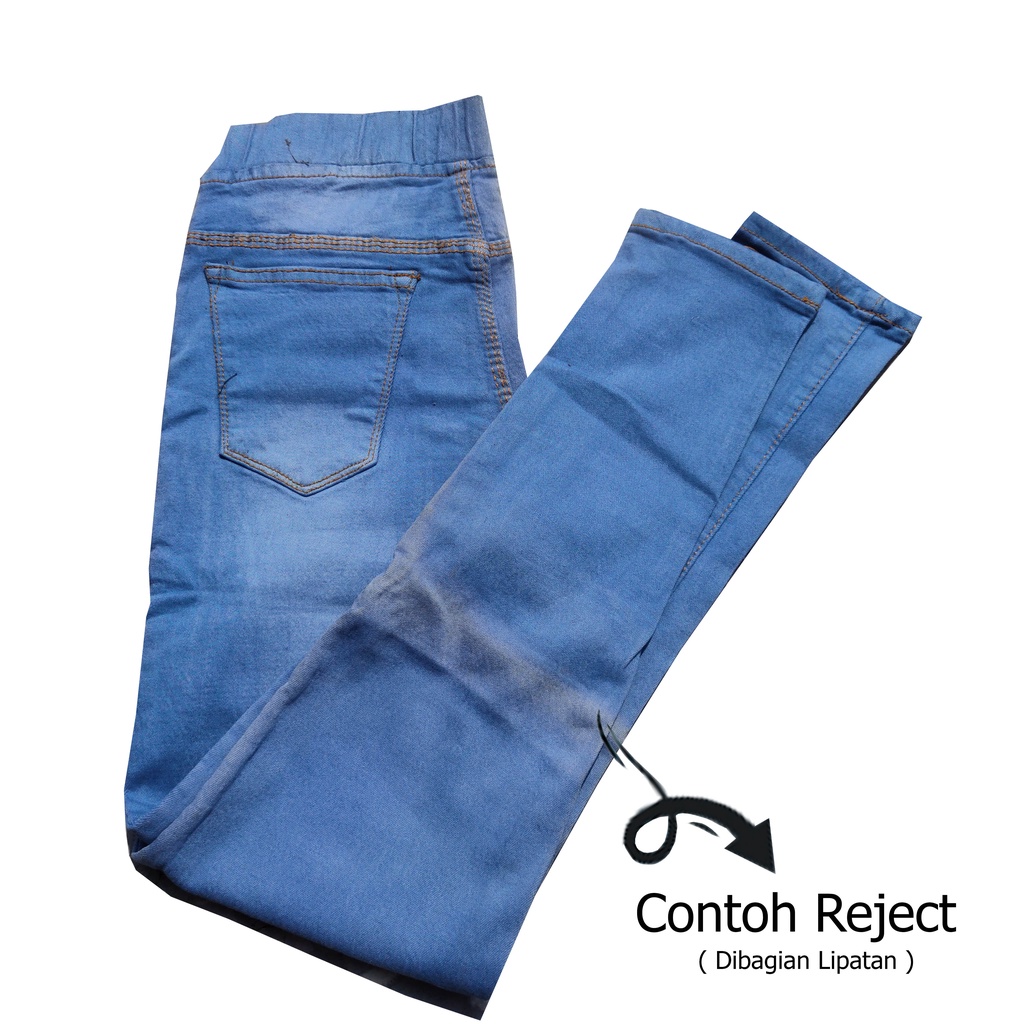 Celana Jegging Leging Jeans Wanita Reject / BS  Pinggang Karet Ice Blue 27 - 34