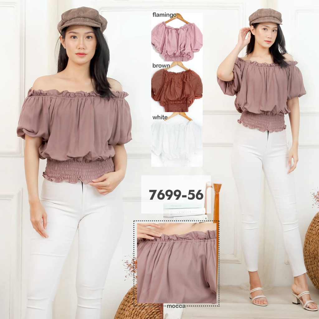 Baju / Blouse / Atasan Wanita Sabrina Lengan 3/4 Karet