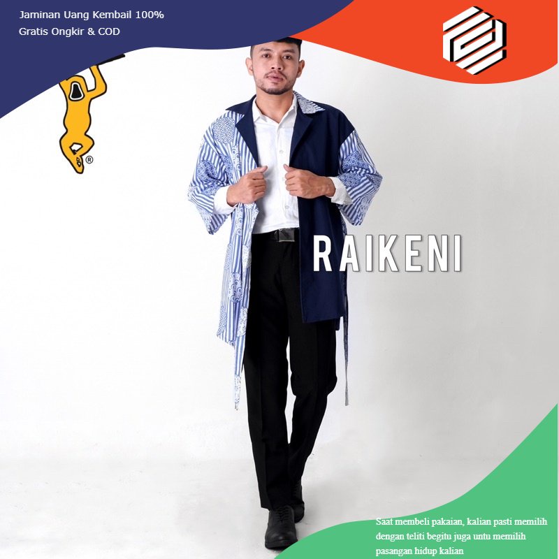 baju RAIKENI Kimono Designer | Kimono Tradisional | Outer Traditional Pria | Outer Batik Pria | Card