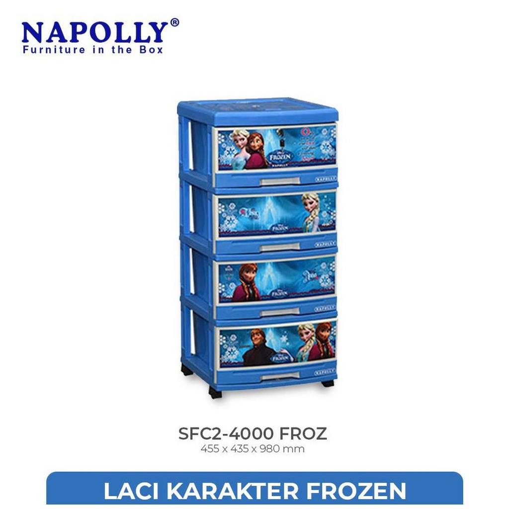 Lemari Plastik Napolly - Frozen Biru 4 Laci (SFC2 4000 HKBF) Khusus Batam