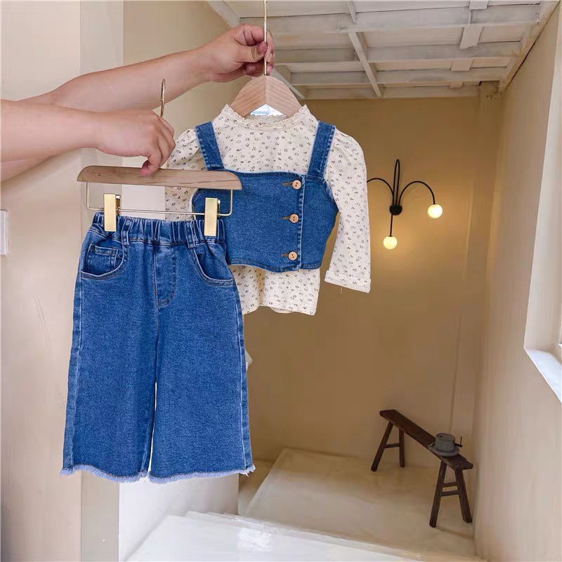{Baru Datang} SC-1386  Setelan Anak Cewe Import HAILEY / Setelan Anak Jeans 3In1  / Setelan Anak Cel