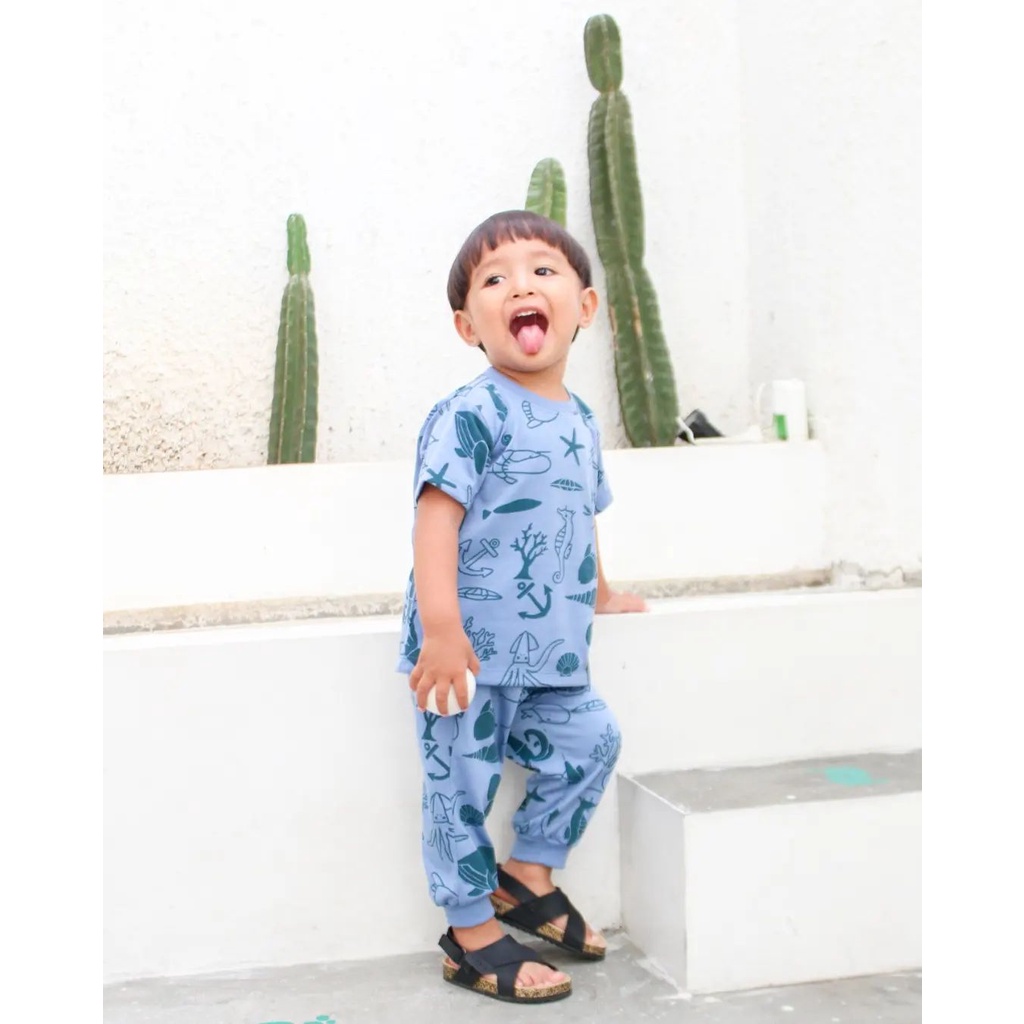 One Set Anak | Baju Anak Setelan | Setelan Anak | Short Pajamas for Kids | Piyama Anak Full Print