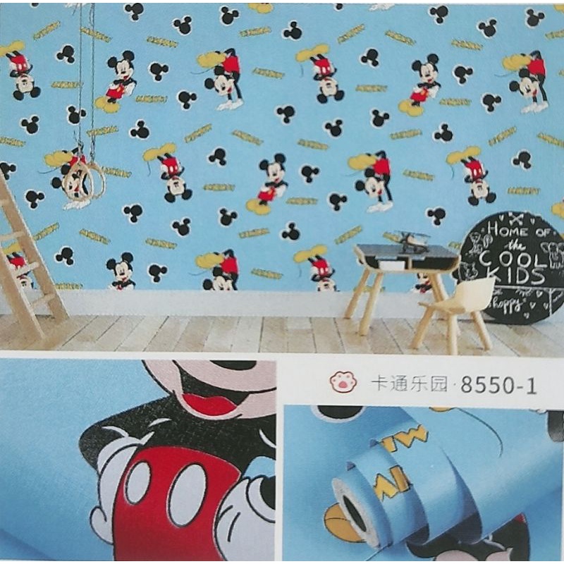 TOP REAL (COD) WALLPAPER STICKER DINDING MICKEY MOUSE BIRU LAUT