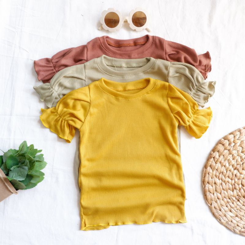 Baju Anak Perempuan NAURA Ruffle Knit Tee Rib 1-5 tahun