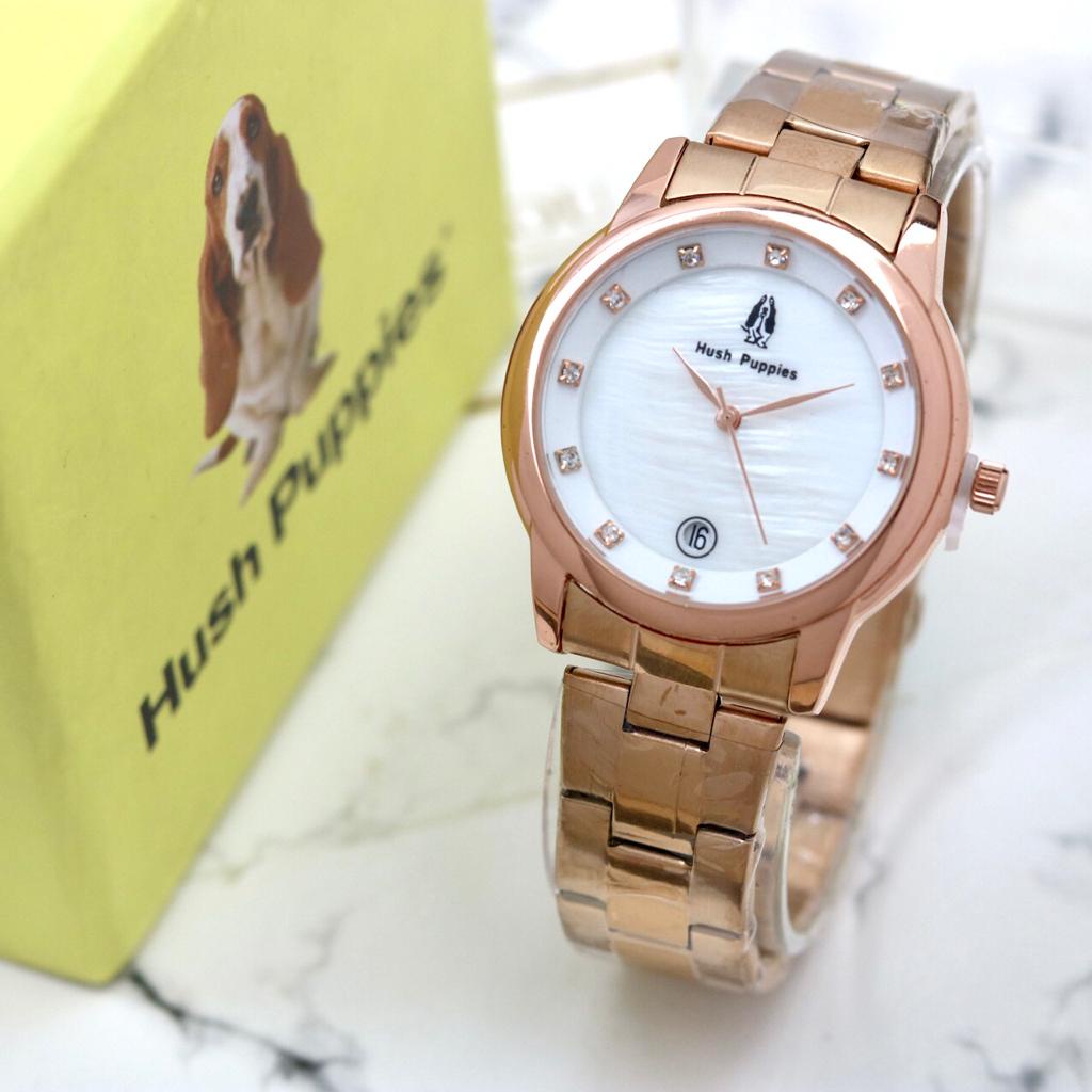 BEST SELLER JAM TANGAN HUSH PUPPIES WANITA O65 TALI RANTAI TANGGAL AKTIF BODY BULAT DM 3.6CM FREE BOX &amp; BATERAI || JAM TANGAN FASHION WANITA JAM TANGAN CEWEK MURAH