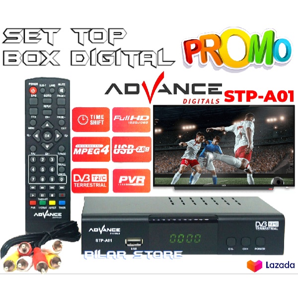 Advance Set Top Box TV Digital Receiver Penerima Siaran Full HD/ STB Wifi Bisa Youtube DVB-T2 STP A01 - set box tv digital antena tv