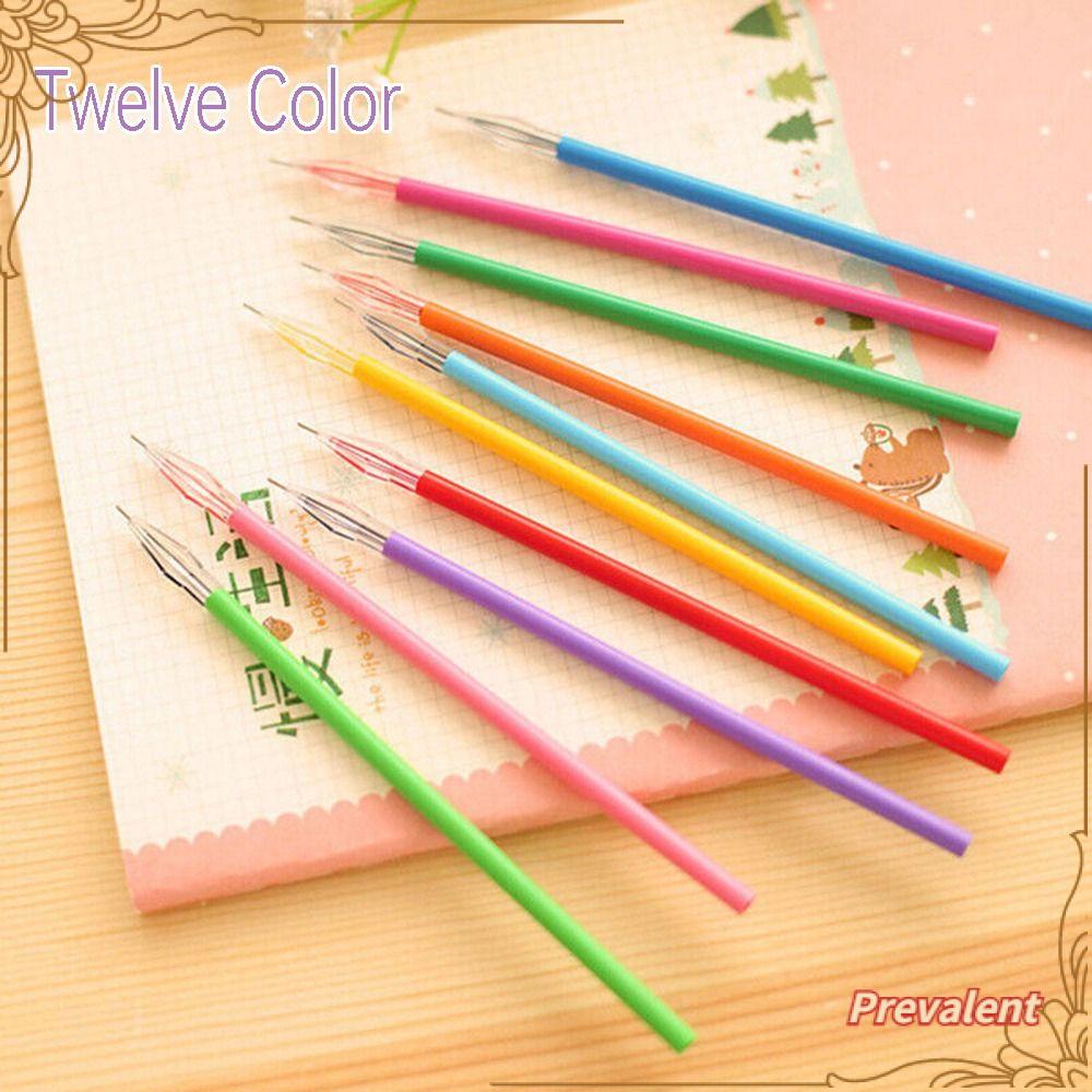 Preva 12pcs/Set Pen Tinta Gel Fashion Warna-Warni Perlengkapan Sekolah Pen Core