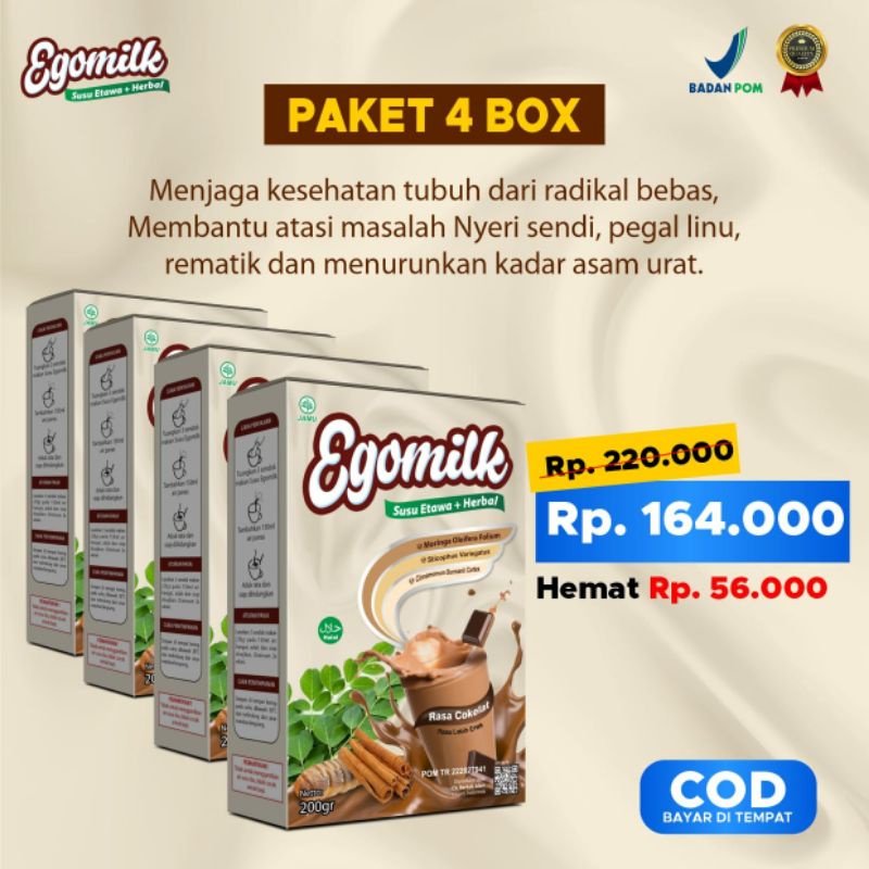

Egomilk susu kambing plus herbal 4 Box 200gr