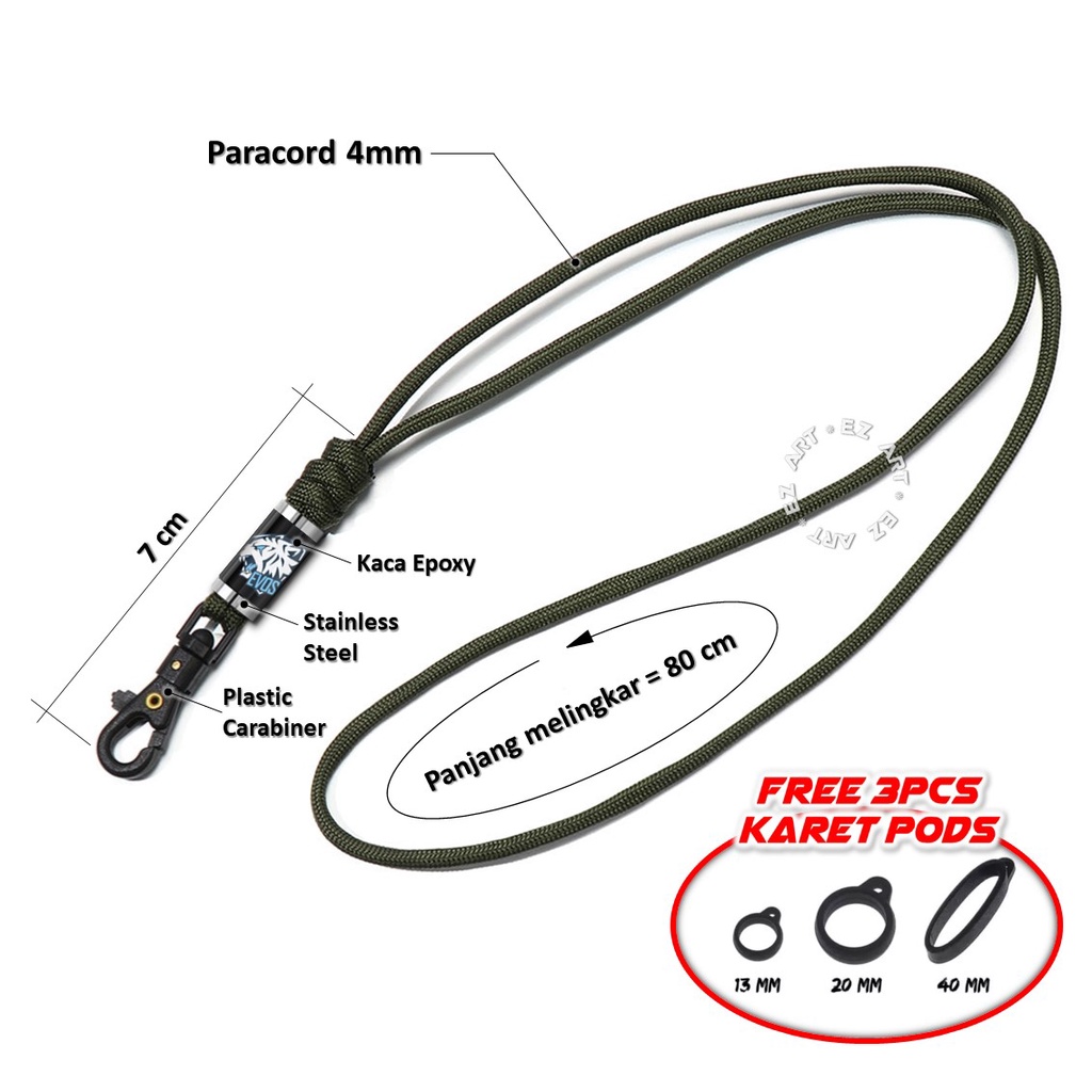 LANYARD LOGO ESPORT GANTUNGAN ID CARD / NAME TAG / HP TALI PARACORD BISA CUSTOM NAMA