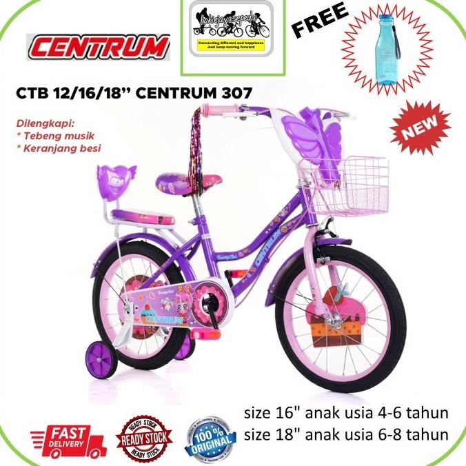 Sepeda Ctb/Mini Centrum 16" 18" 307 Fitur Music+ Lampu (4 - 6 Tahun) #Original
