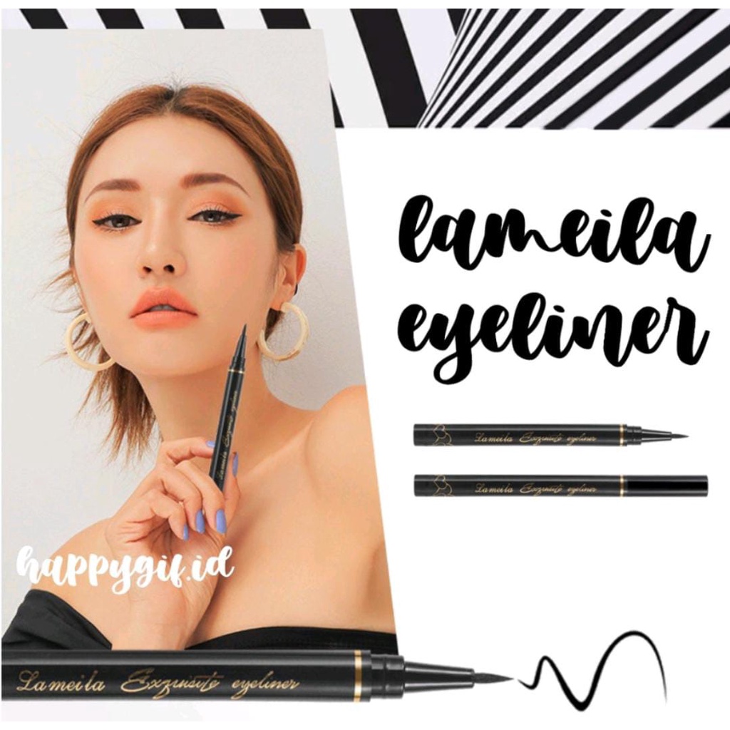 LAMEILA Eyeliner Mata Black Gold PINK UNGU Tahan Air Waterproof