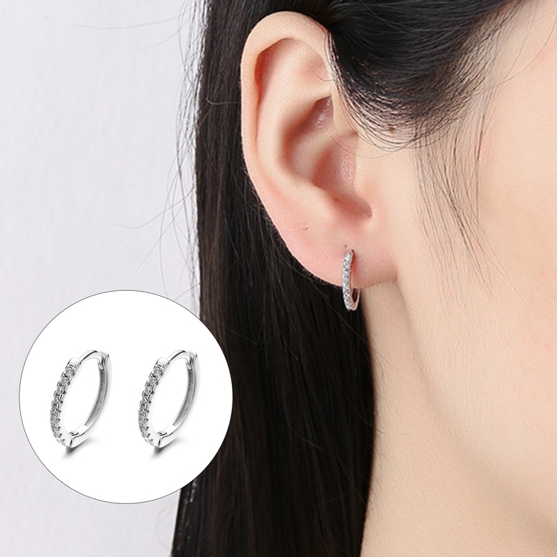 1pasang Anting Klip Kristal Korea Untuk Wanita Zirkon Earing Tanpa Lubang Perhiasan Anting Palsu Telinga Tunggal Tulang Klip Earings