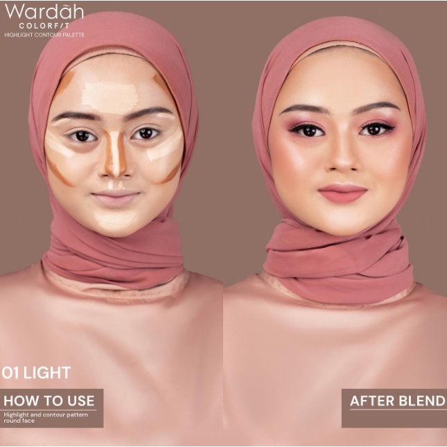 BARU Wardah Colorfit Highlight Contour Palette - 3 in 1 Highlighter, Contour, Concealer