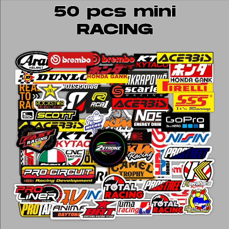 

STIKER MINI PACK ISI 50PCS RACING MOTORRR KECE PARAH BAHAN GRAFTAC ANTI AIR HIGH QUALITY