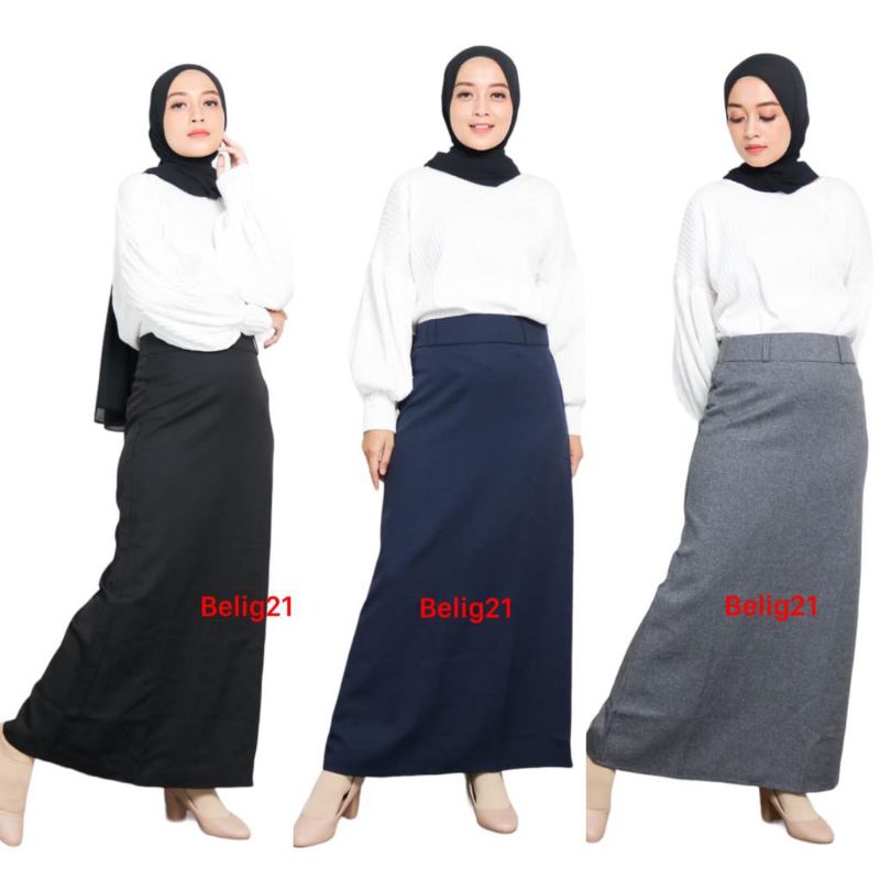 Rok Kerja Panjang Hitam Rok A Line Bahan Formal Kantor