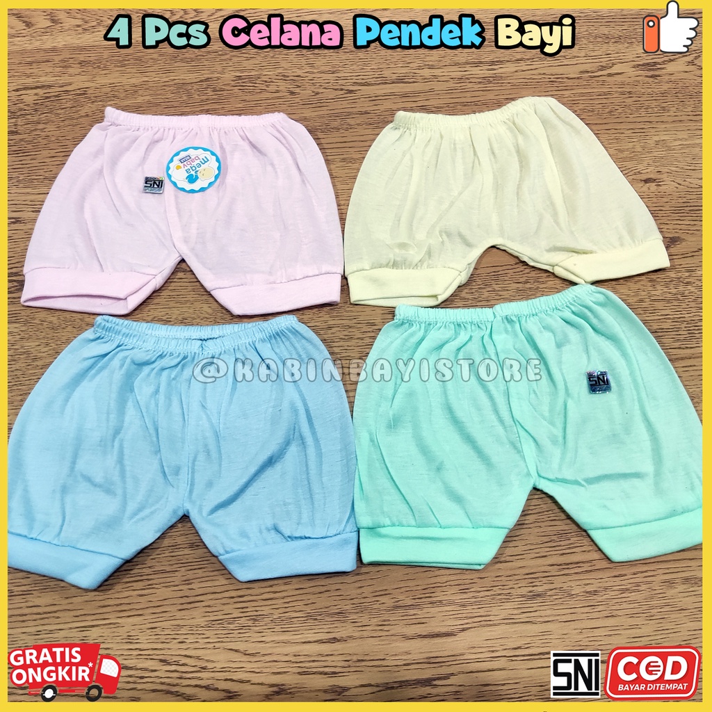 4 Pcs Celana Pendek Bayi Newborn Polos SNI