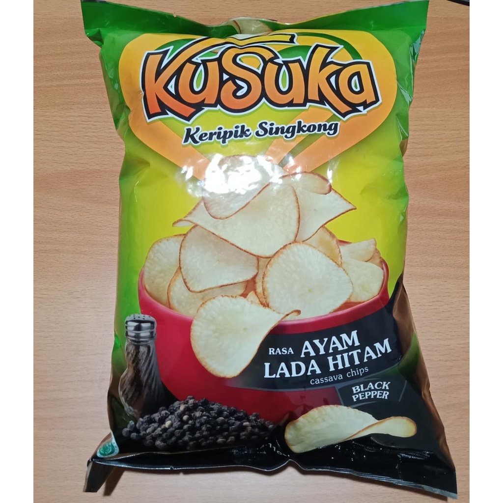 Kusuka Keripik Singkong Besar Rasa Ayam Lada hitam / Blackpepper 400gr