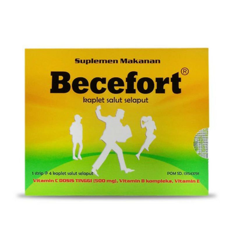 BECEFORT suplemen makanan 1 strip @ 4 kaplet salut selaput