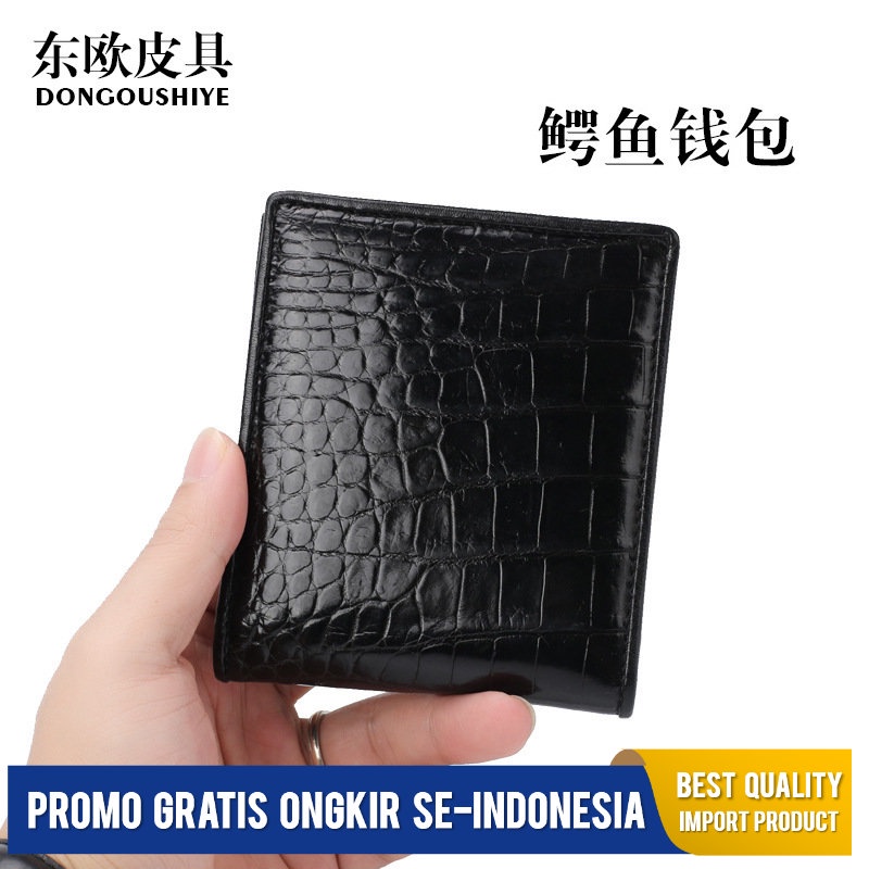Dompet Pria Buaya Perut Koin Dompet Pendek  Kulit Asli Dompet  Horizontal  Beberapa Slot KartuRS Imp