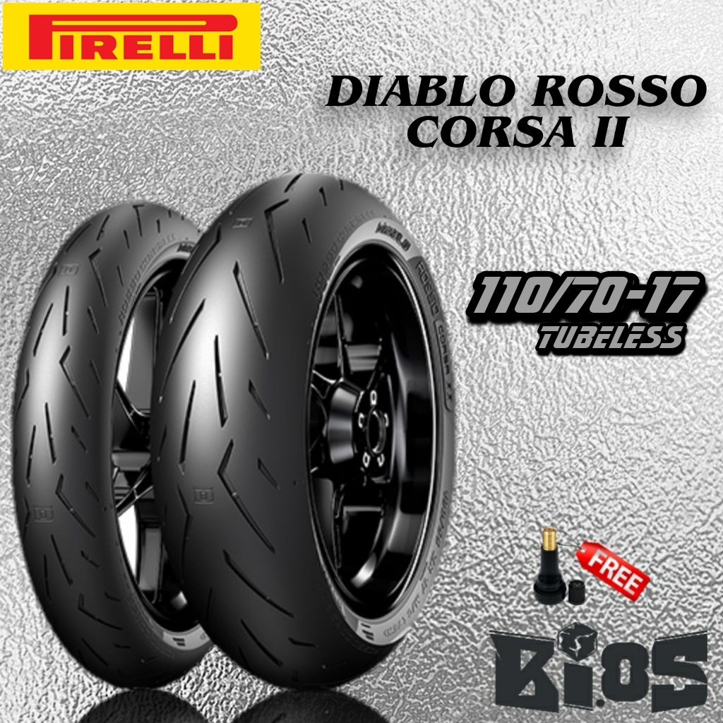 BAN PIRELLI DIABLO ROSSO CORSA II TUBELESS RING 14 &amp; 17 UKURAN 90/80-14 | 90/80-17 | 100/80-17 | 110/70-17 BAN RACING SOFT COMPOUND