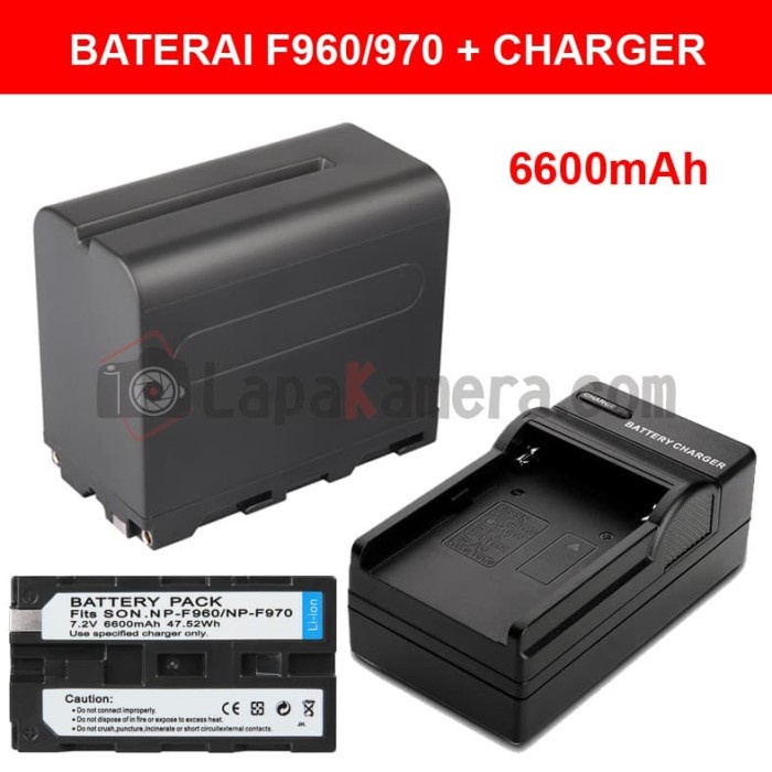 PAKET BATERAI DAN CHARGER NP-F960 / NP-F970