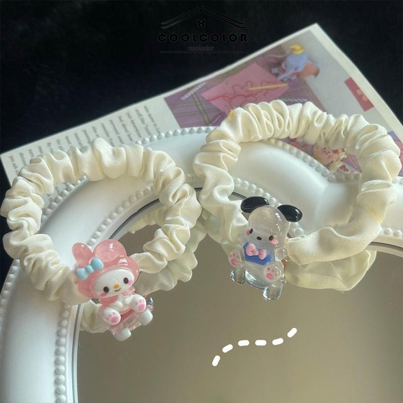 COD❤️Tali Rambut Kartun Cinnamoroll Dog Lipit Cincin Rambut Gadis Manis Lucu Karet Gelang Karet- cl