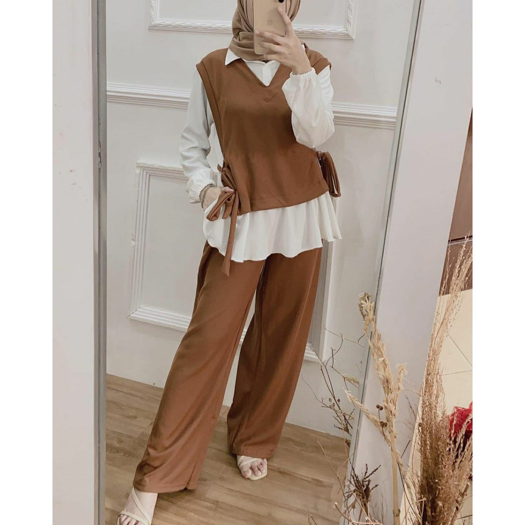 WONDER SET 3IN1 || PAKAIAN WANITA || BAJU , OUTER DAN CELANA WANITA || BLOUSE , PANTS DAN ROMPI VEST