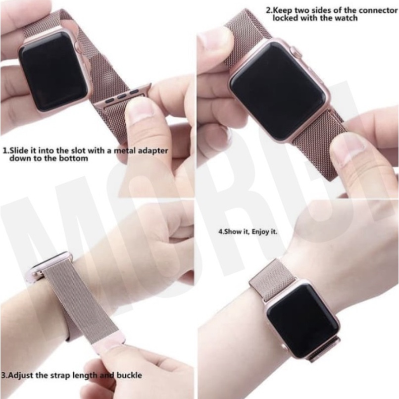 Strap Untuk Apple Watch Milanese 6 5 4 3 2 1 7 8 SE 38mm 40mm 41mm 42mm 44mm 45mm 49mm 38 40 41 42 44 45 49 mm Series For iWatch Band Metal Ultra